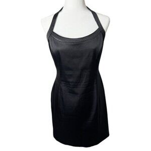 Laundry Shelli Segal Vtg 90s Women Black Satin Dress 12 Halter Cut Outs Cocktail